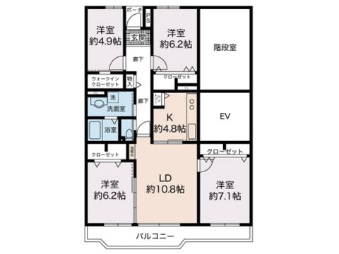 ゆとりの約93㎡、南向きの明るい室内