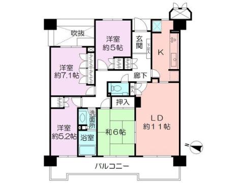 かしわ台クラルテ　西棟　４１１号室