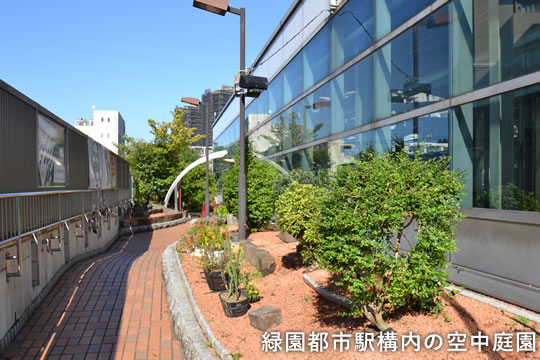 緑園都市駅構内の空中庭園